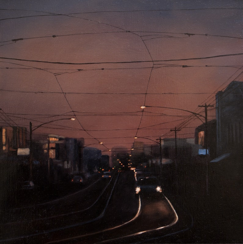 Kirrily Hammond, Lygon St, Brunswick East, 2012, oil on linen, 30x30cm