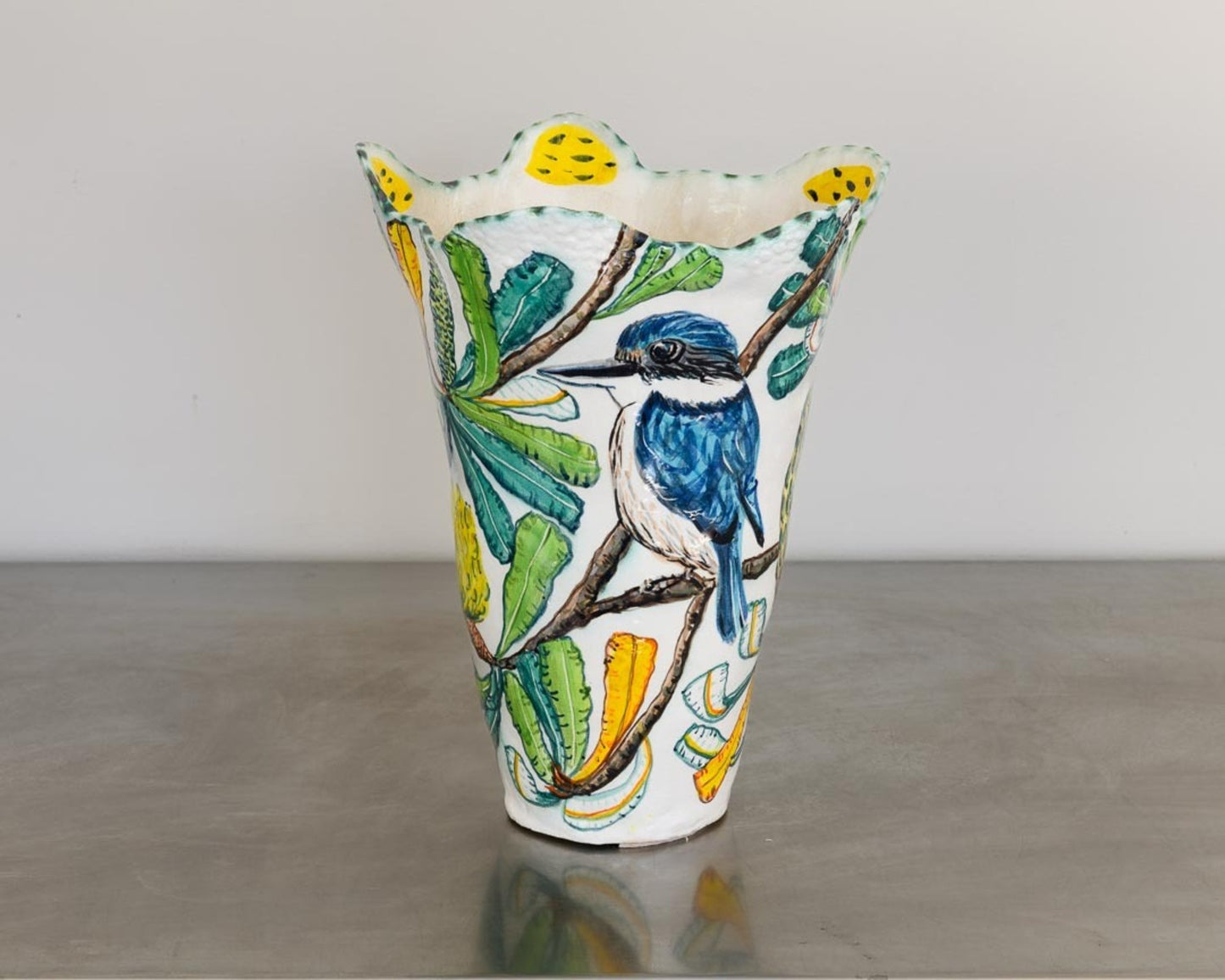 Banksia Vessel with Sacred Kingfishers