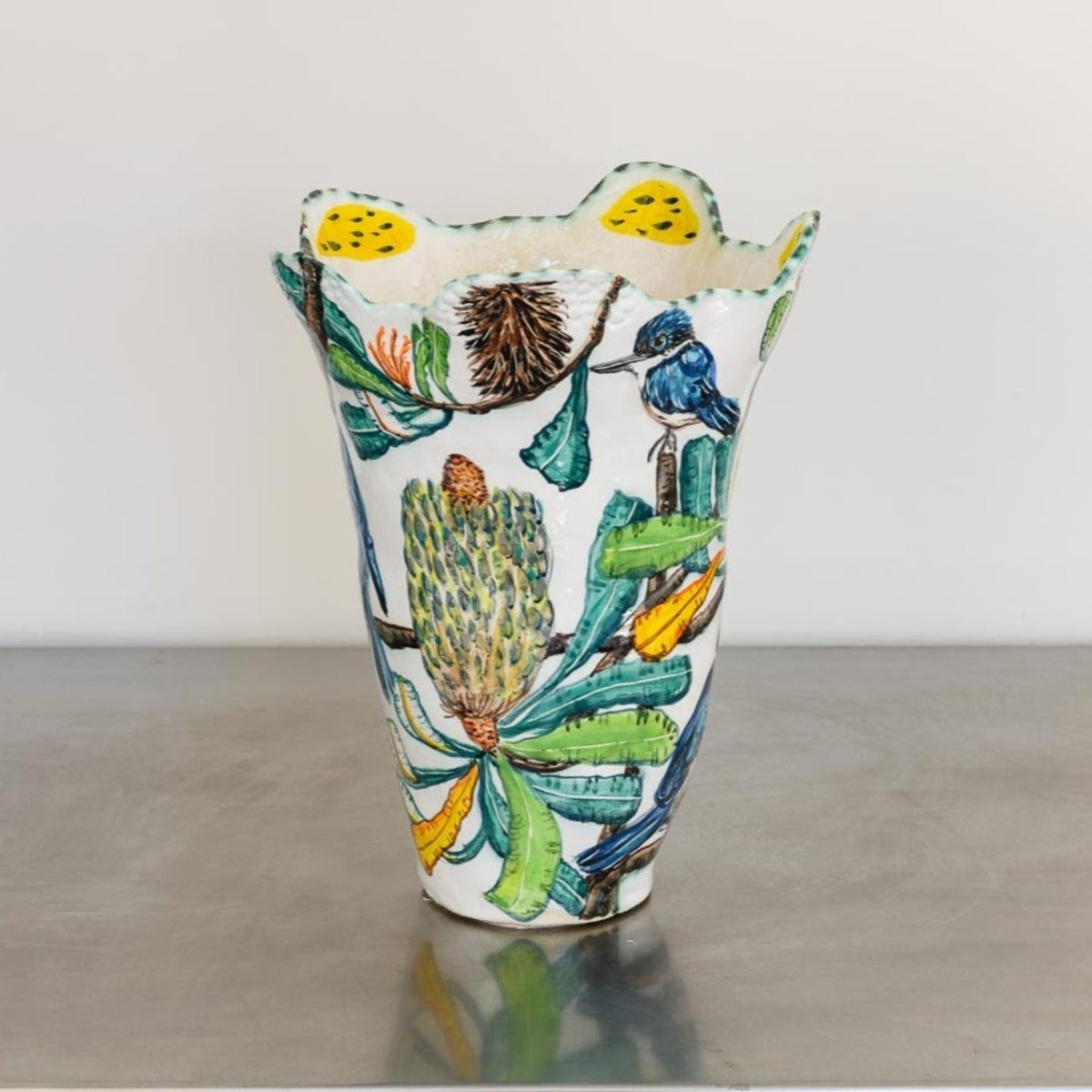 Banksia Vessel with Sacred Kingfishers