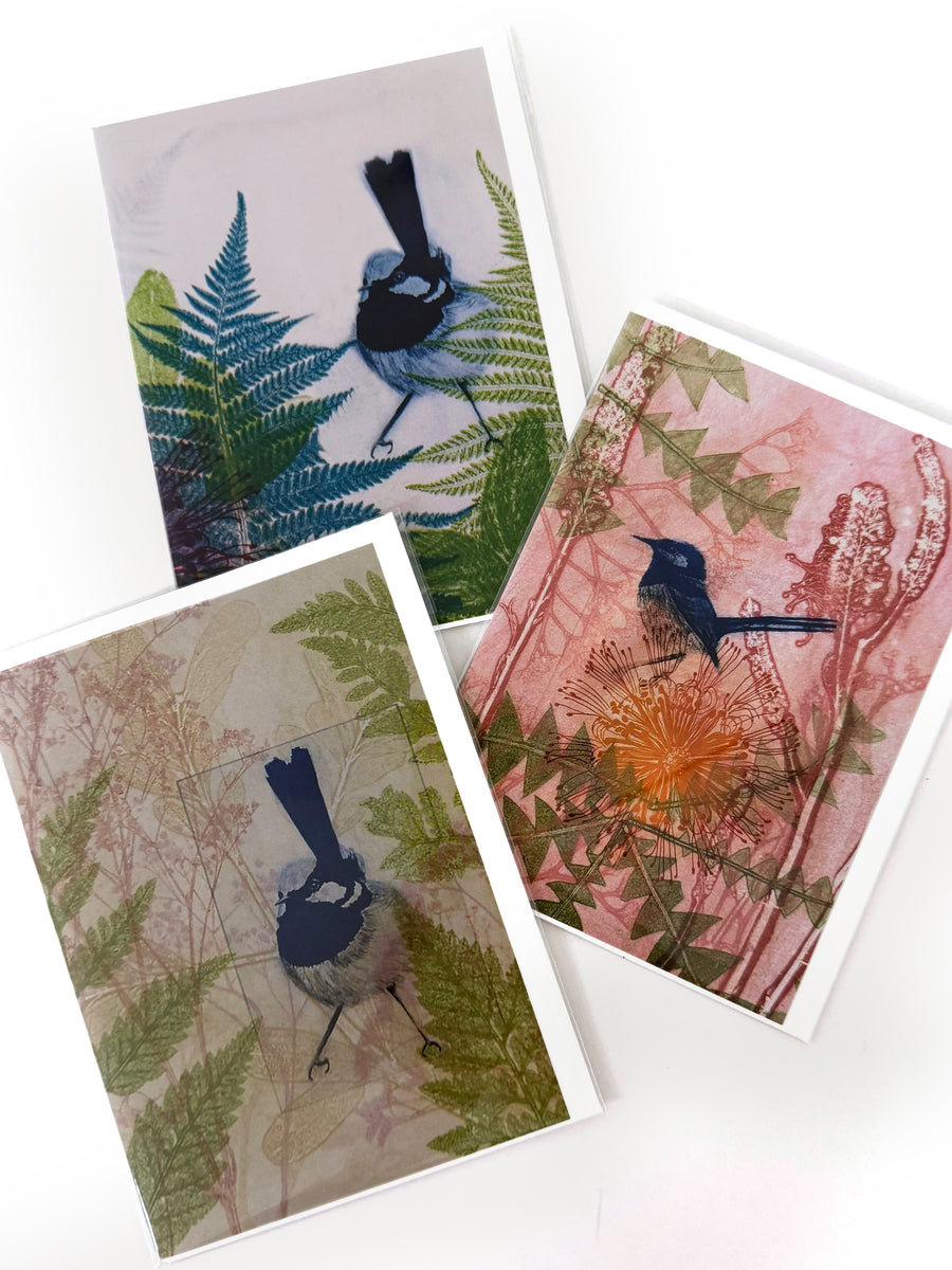 Blue Wren Greeting Cards x3 | Trudy Rice