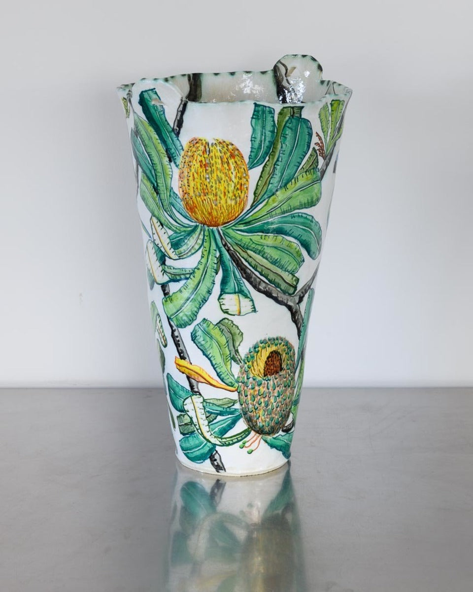 Turquoise Parrots and Banksia Serrata Vessel