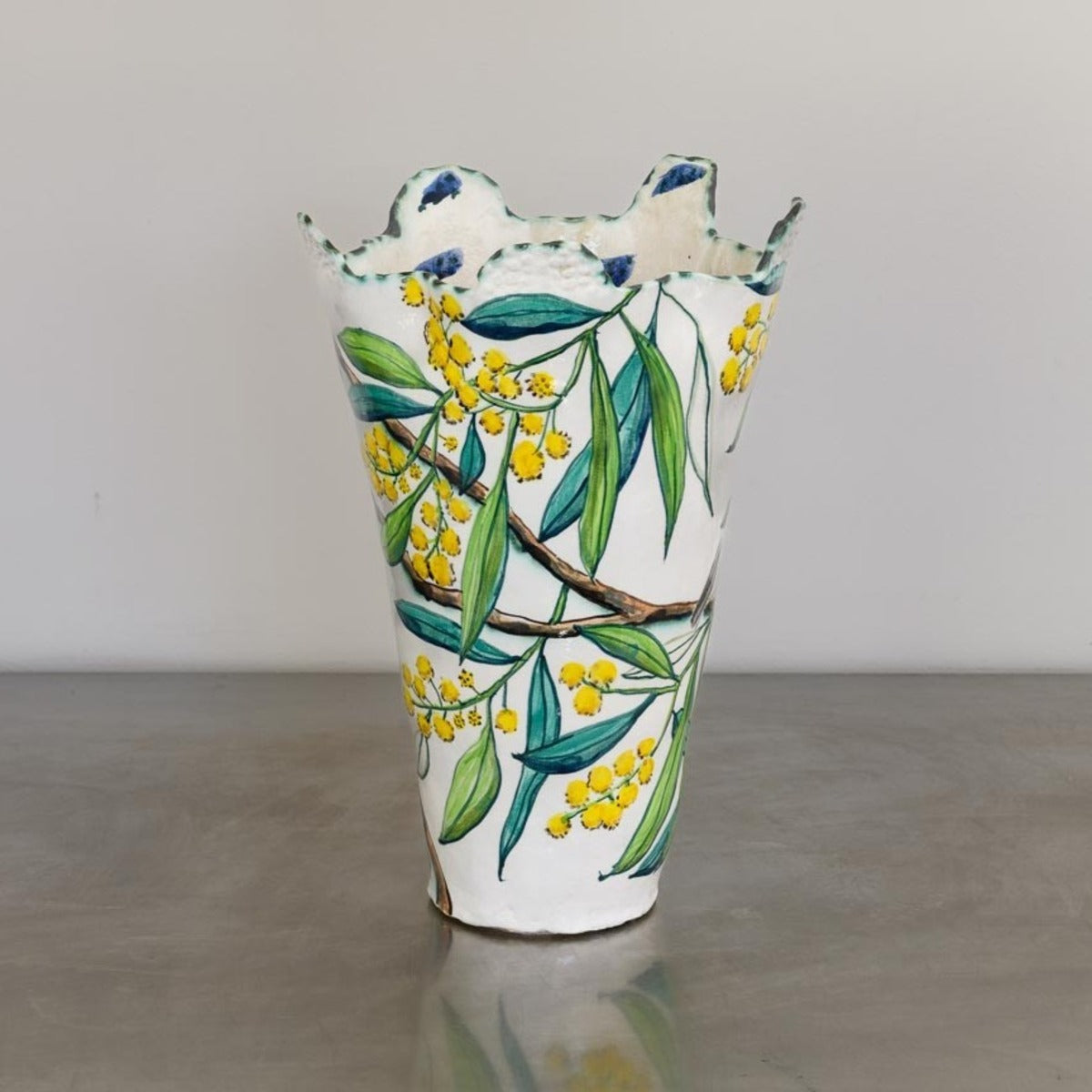 Acacia Vessel with Golden Whistlers