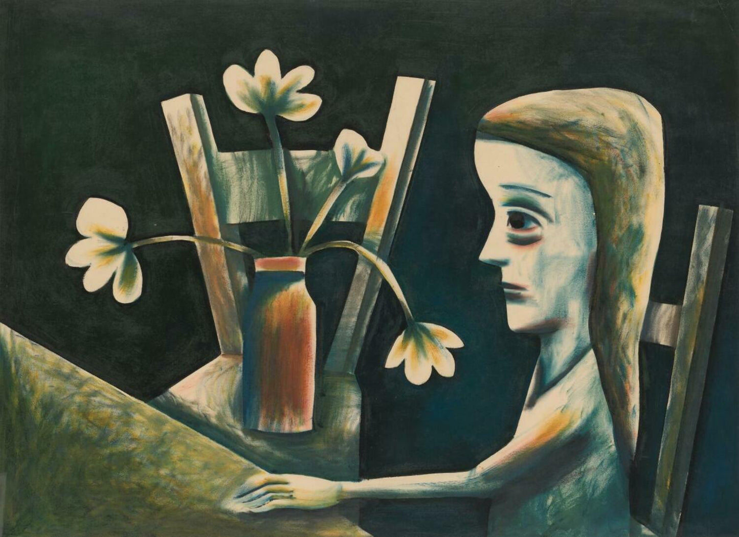 Chloris - Dust Cover Cheryl (after Charles Blackman, Girl in profile at the Table, 1956, National Gallery of Victoria)