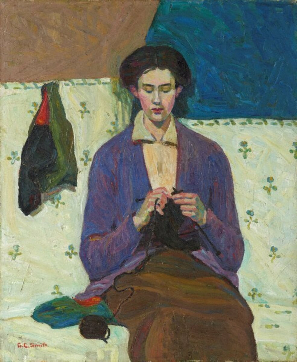 Fate Clotho - Dust Cover Sara (after Grace Cossington Smith, The Sock Knitter, 1915, Art Gallery of New South Wales)