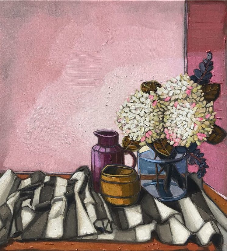Sam Michelle, Hydrangeas and Pinks, 2017, 63x58cm