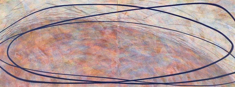 Sue Lovegrove, No. 550, 2015, acrylic and gouache on linen, 45x120cm (diptych)