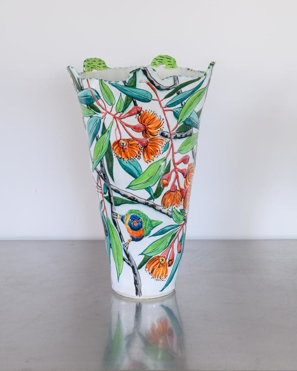 Rainbow Lorikeets and Ficifolia Vessel