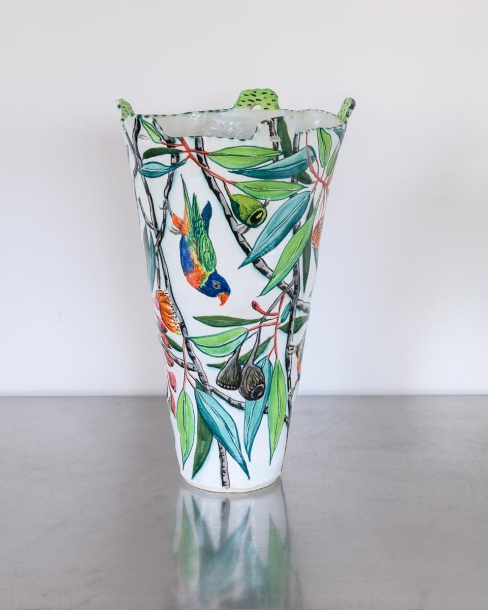 Rainbow Lorikeets and Ficifolia Vessel