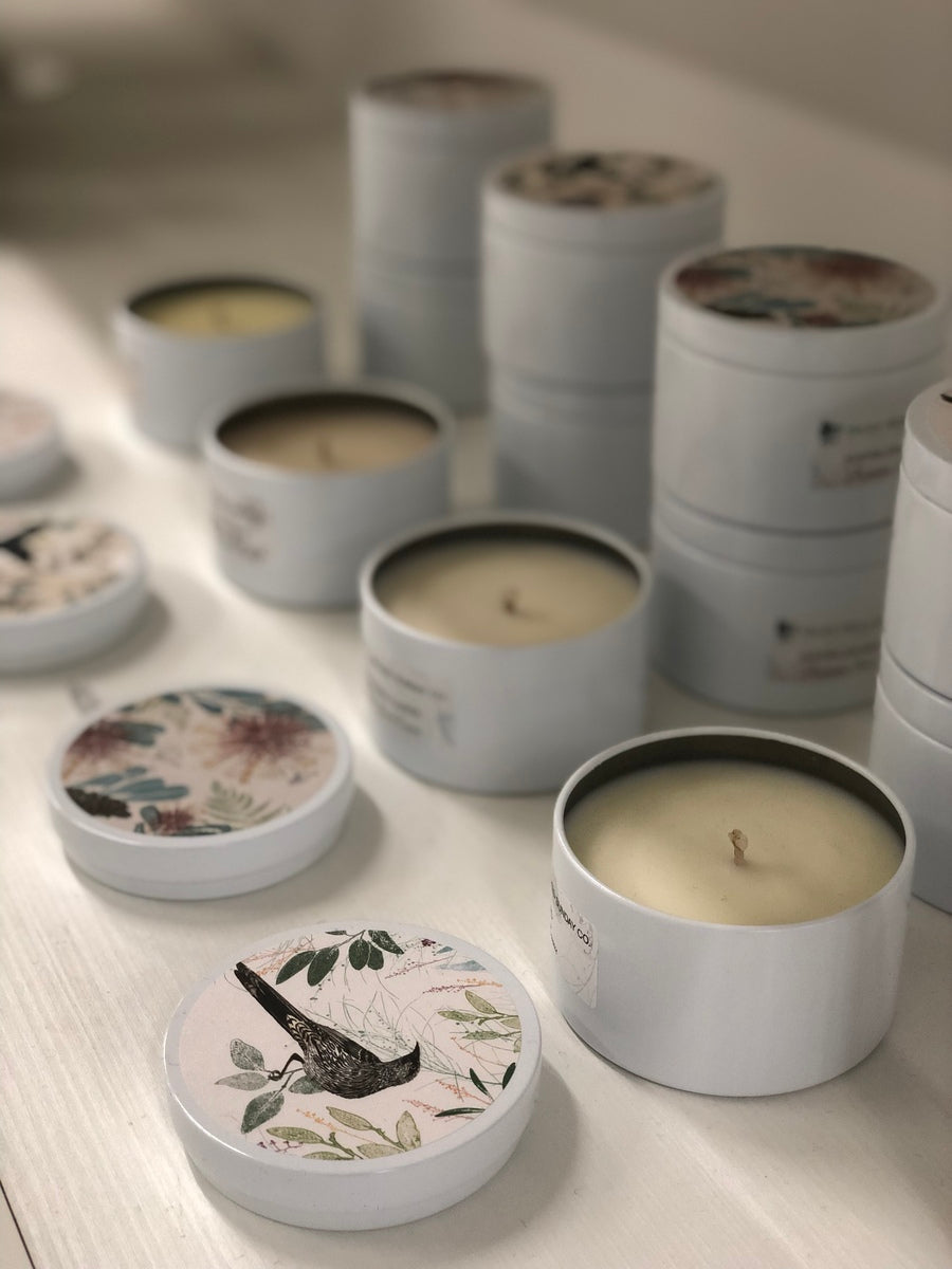 Golden Wattle with Wattlebird Design Candle | Trudy Rice