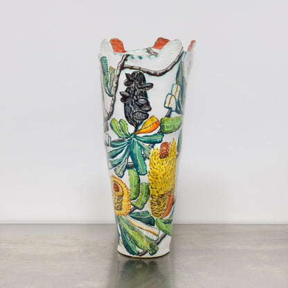 Red-Handled Banksia Vessel with Scarlet Honey Eaters