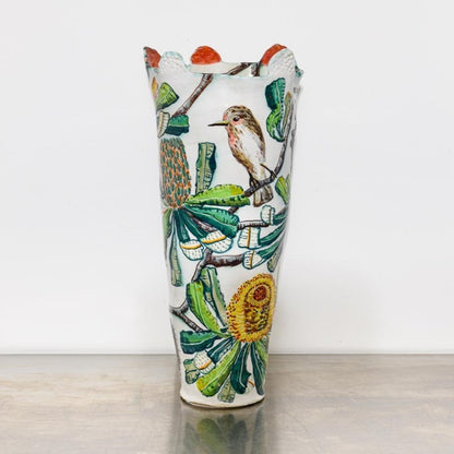 Red-Handled Banksia Vessel with Scarlet Honey Eaters