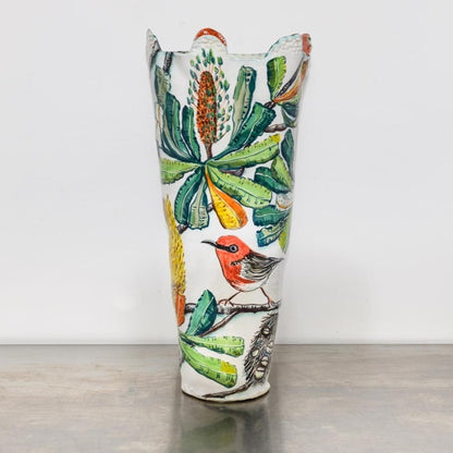 Red-Handled Banksia Vessel with Scarlet Honey Eaters
