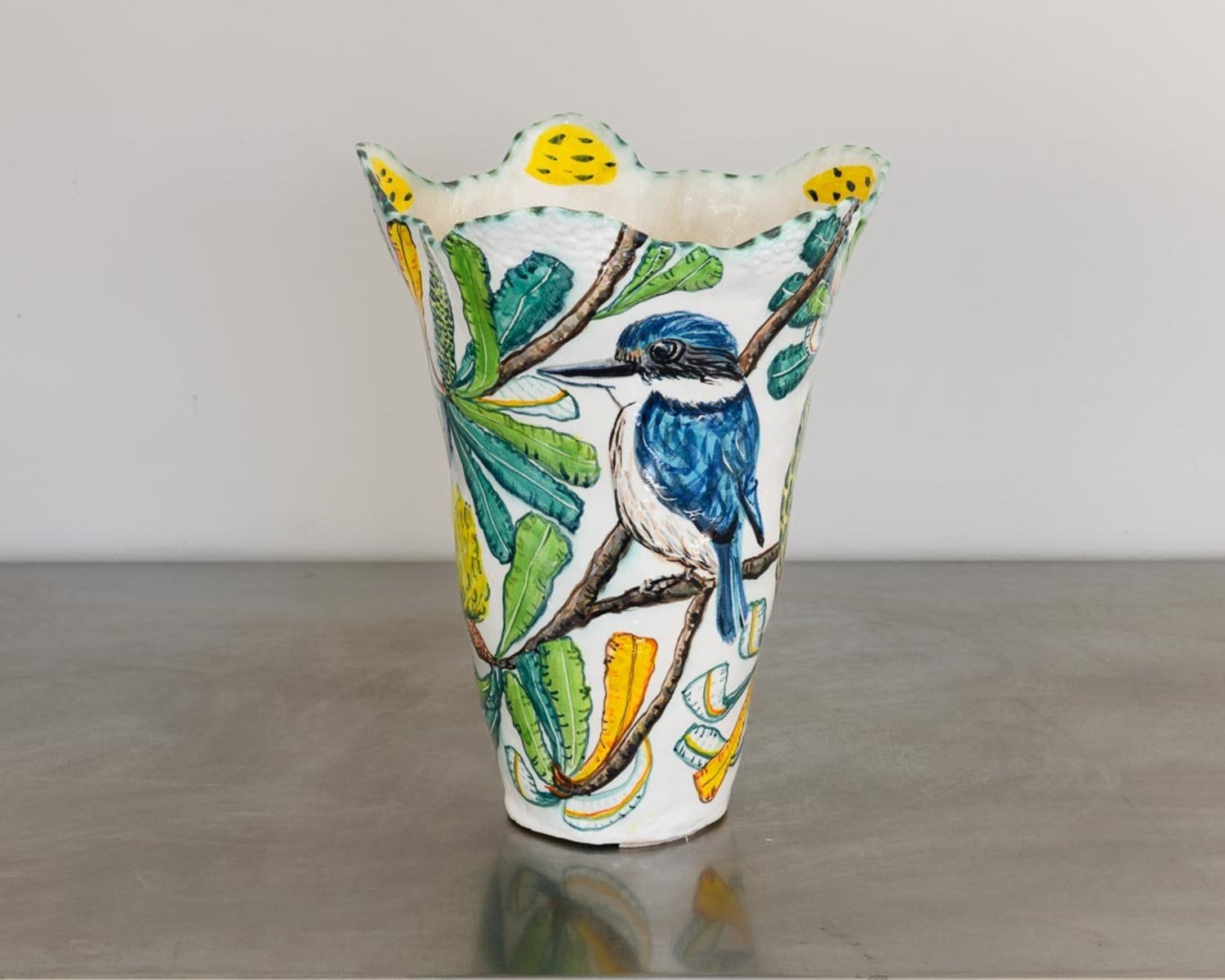 Banksia Vessel with Sacred Kingfishers