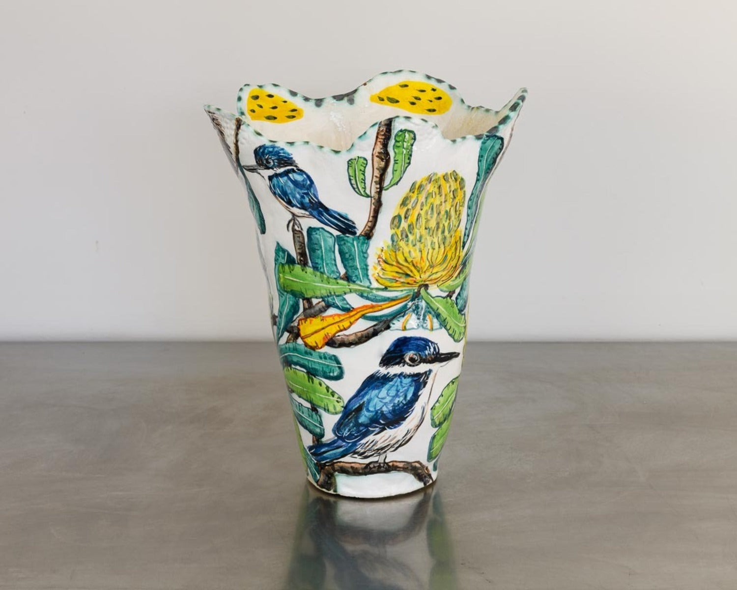 Banksia Vessel with Sacred Kingfishers