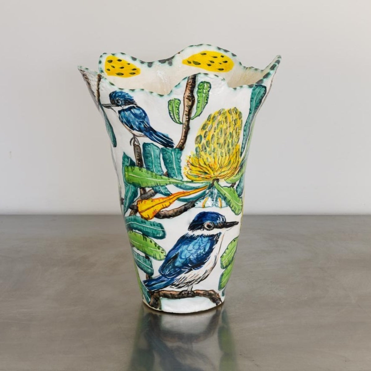 Banksia Vessel with Sacred Kingfishers