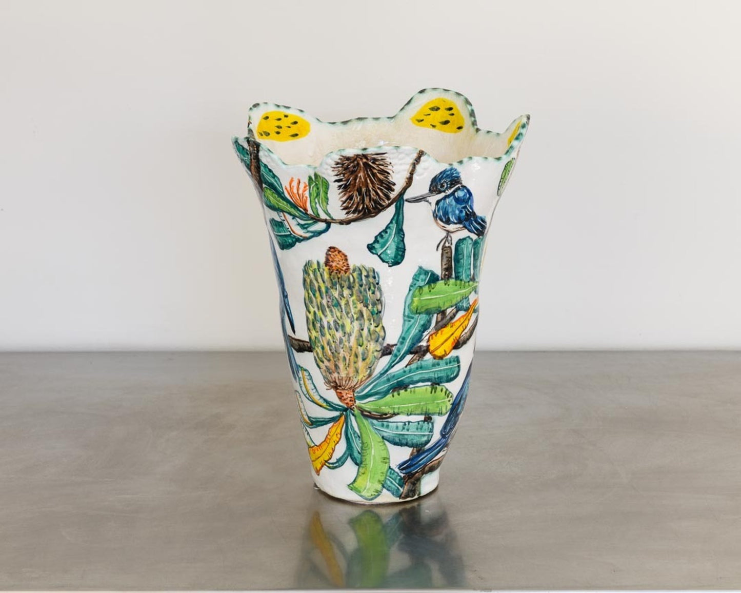 Banksia Vessel with Sacred Kingfishers
