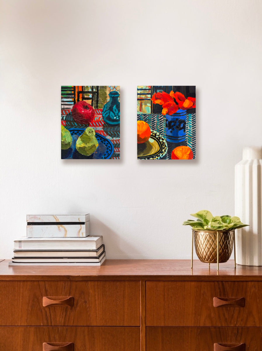 Red Cloth with Apple and Pears