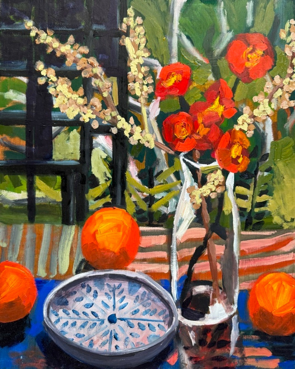 Still Life with Red Poppies and Three Oranges