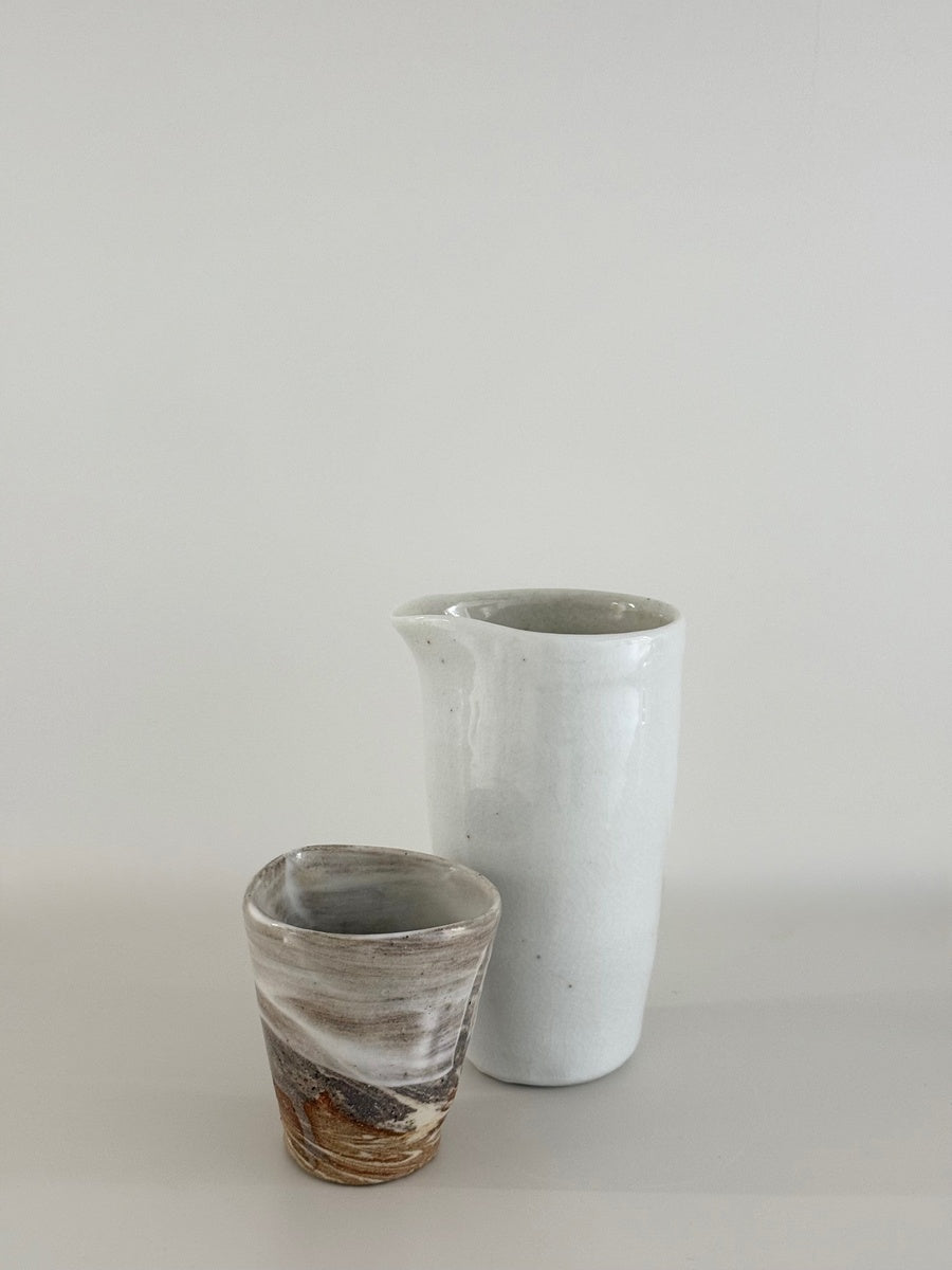 Woodfired Porcelain and Stoneware Glazed Jug and Cup | Neville French