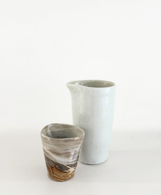 Woodfired Porcelain and Stoneware Glazed Jug and Cup | Neville French