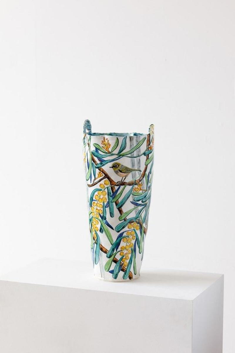 Acacia Vessel with Silver Eyes