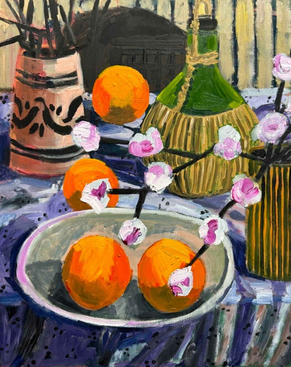 Still Life with Oranges and Pussy Willow