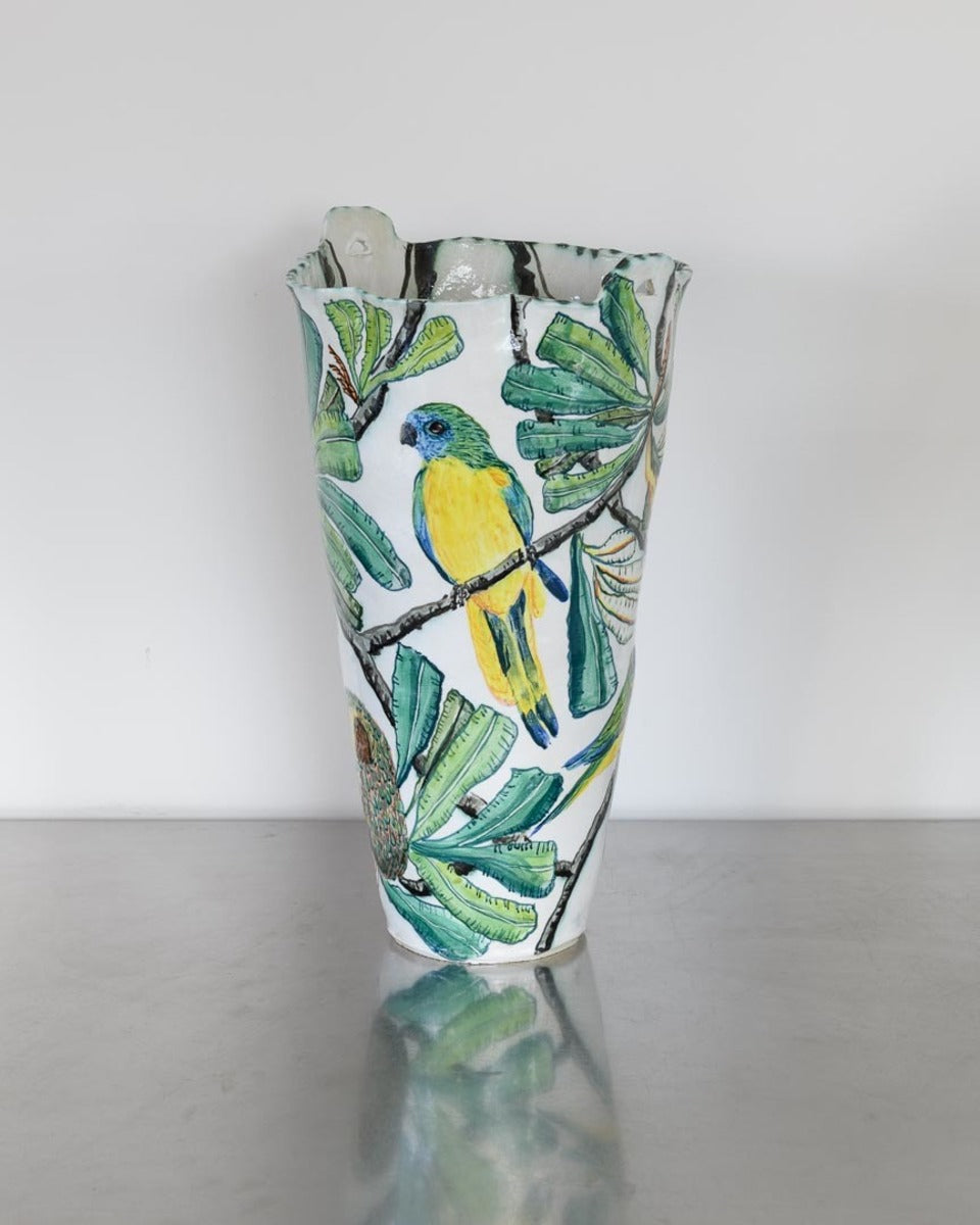 Turquoise Parrots and Banksia Serrata Vessel