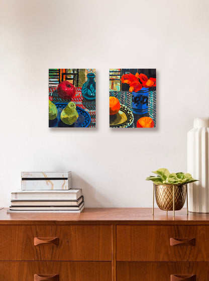 Blue Cloth with Oranges