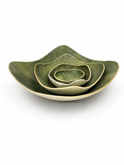 Olive green 4-piece bowl set | Tracy Muirhead