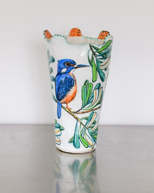 Azure Kingfisher and Banksia Marginata Vessel