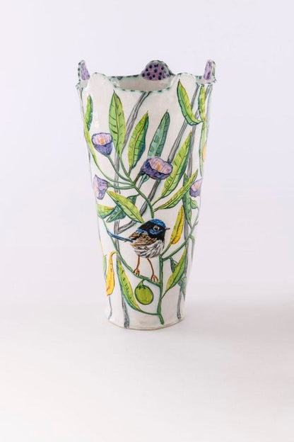 Kangaroo Apple Vessel with Fairy Wrens