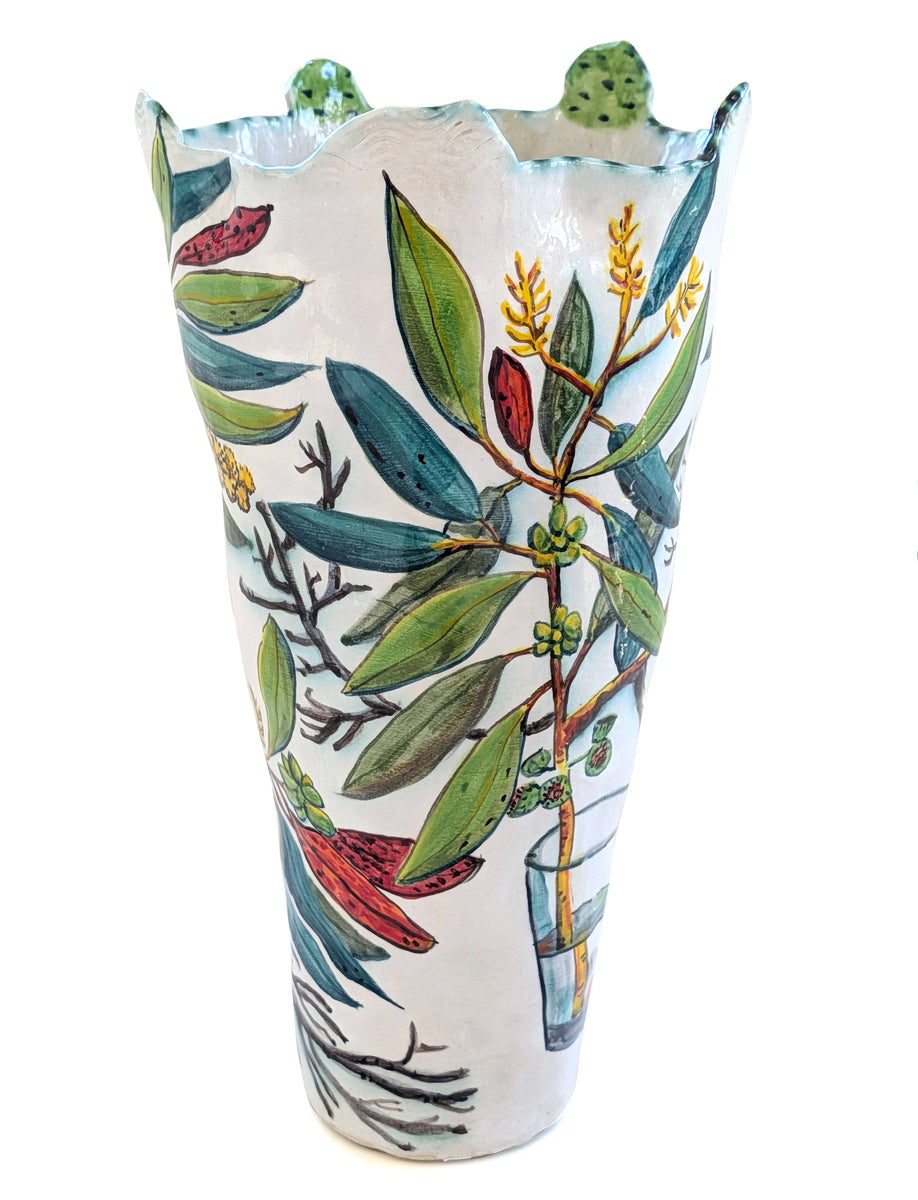 Lime-handled Vessel with Flame Robin, Cicada and Glass