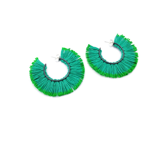 Fringed Hoop Finger-Lime Earrings | Vicki Mason