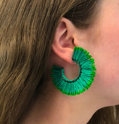 Fringed Hoop Finger-Lime Earrings | Vicki Mason