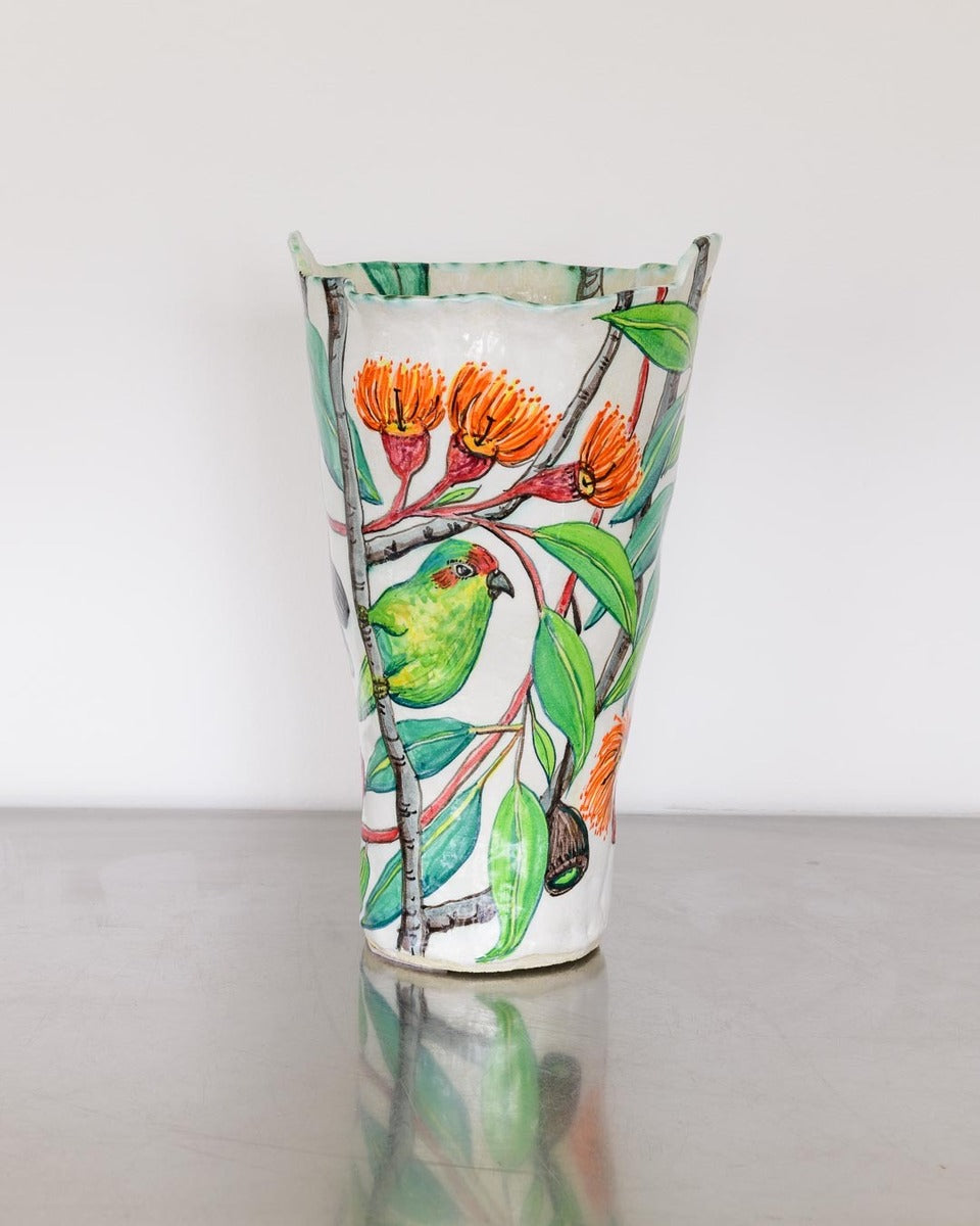 Musk Lorikeets and Ficifolia Two-Handle Vessel