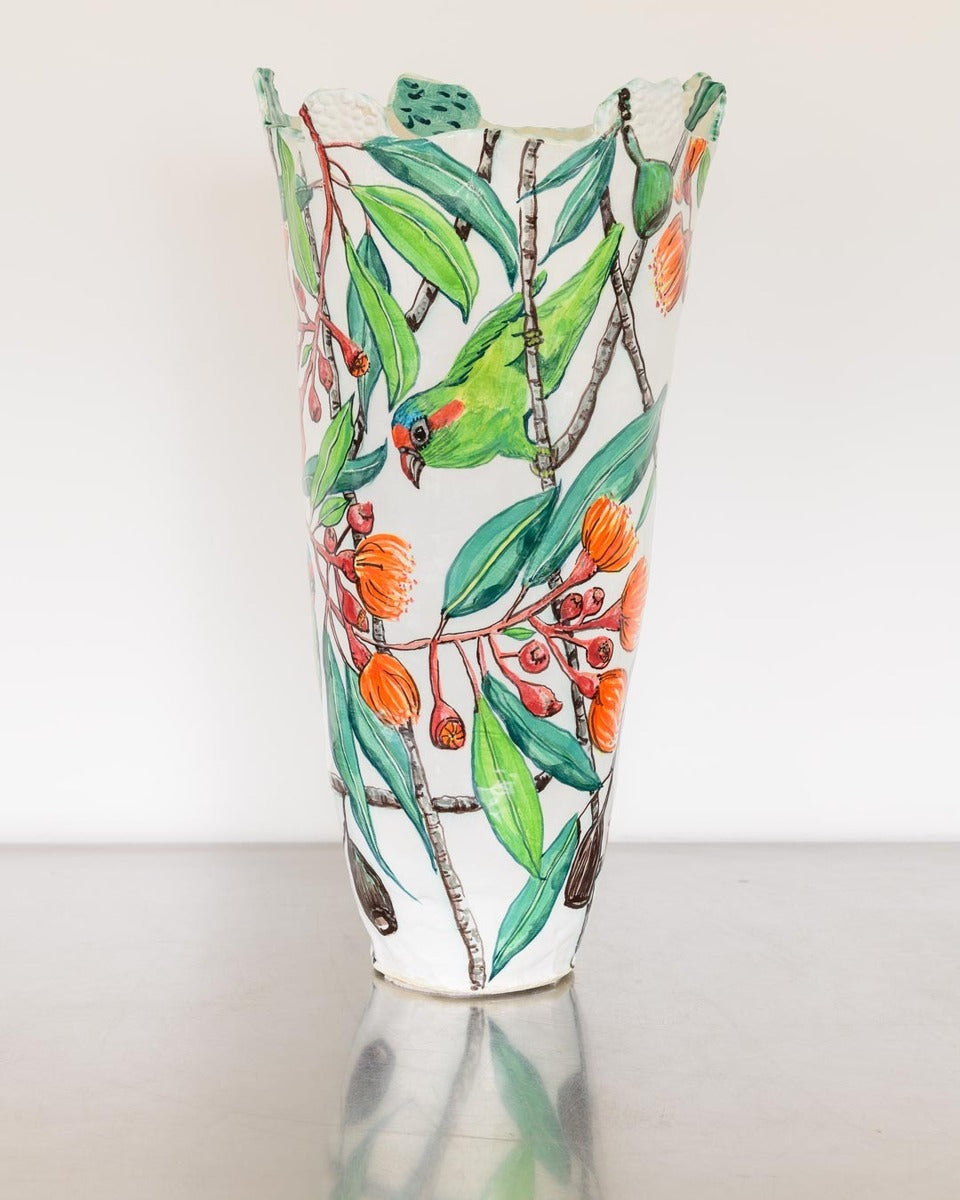 Musk Lorikeets and Ficifolia Five-Handle Vessel