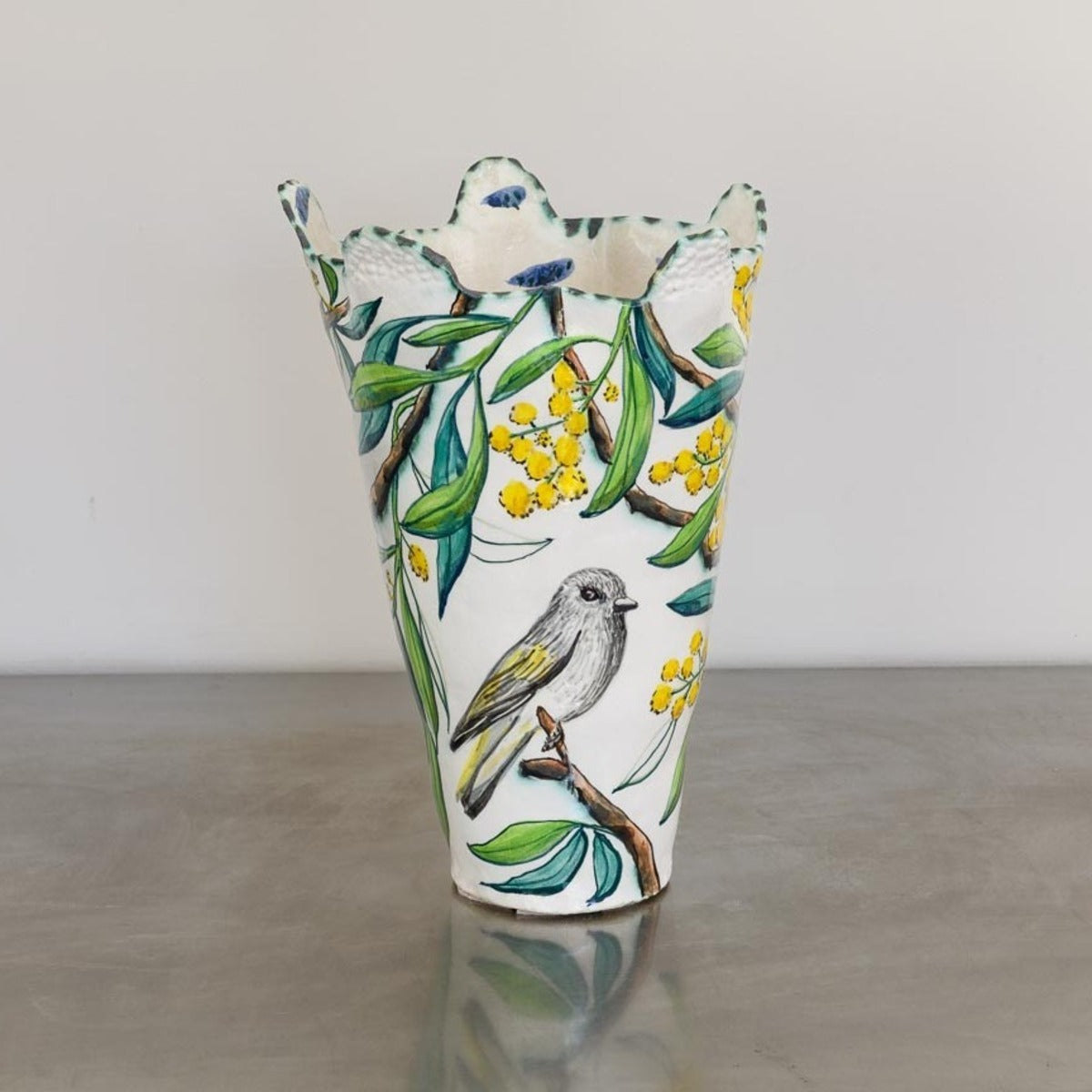 Acacia Vessel with Golden Whistlers