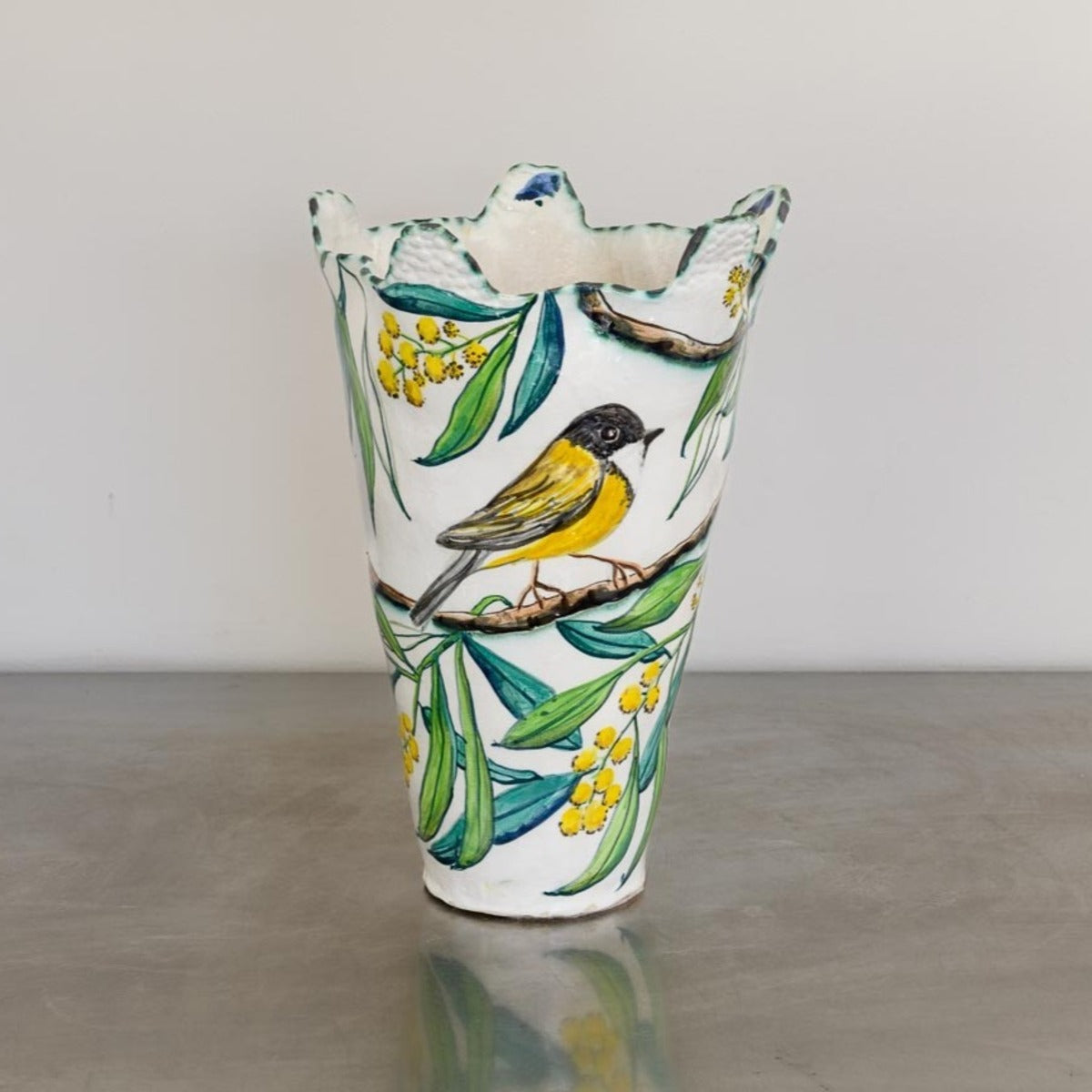 Acacia Vessel with Golden Whistlers