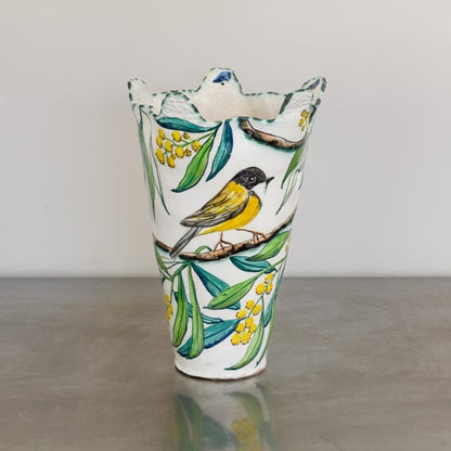 Acacia Vessel with Golden Whistlers