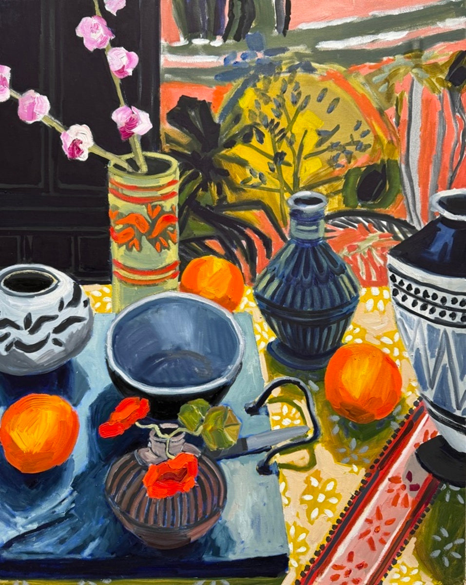 Still Life with Nasturtium and Five Vases